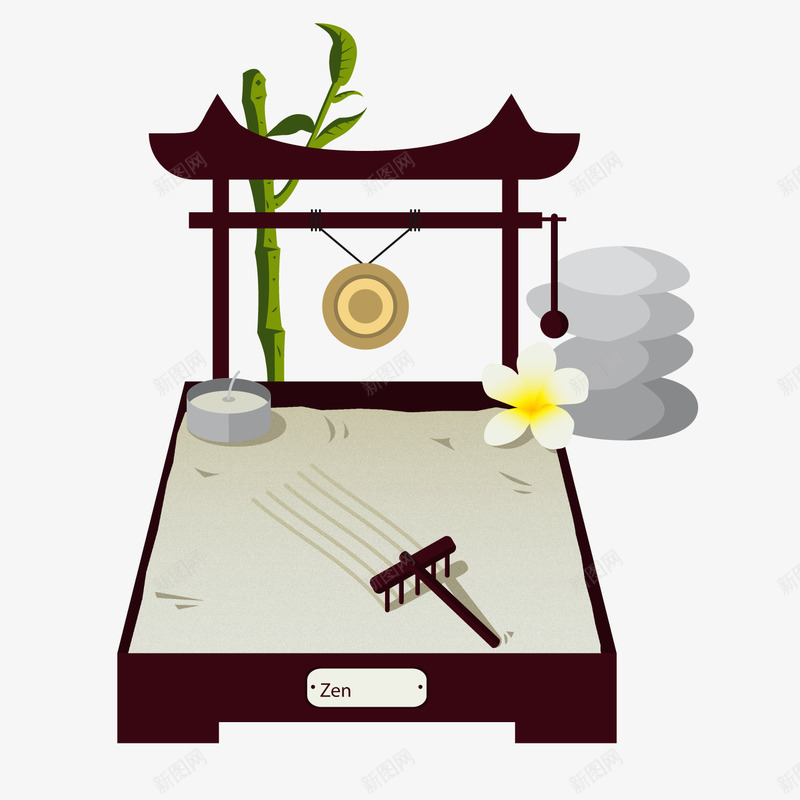 日式沙盘png免抠素材_88icon https://88icon.com 占卜 宗教 石头 竹子
