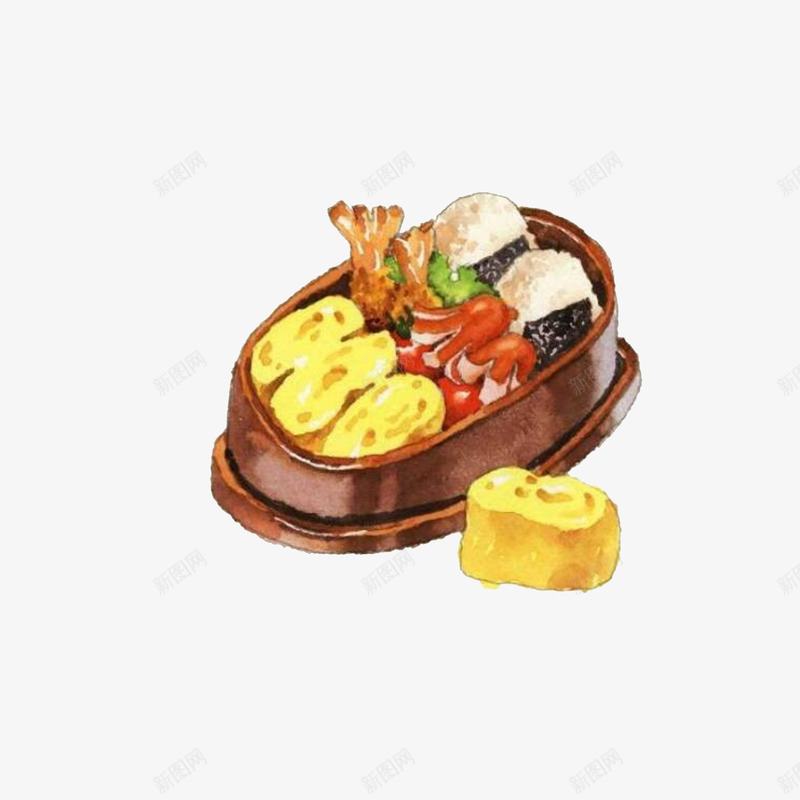 日式美味盒饭png免抠素材_88icon https://88icon.com 卡通盒饭 手绘 日式美味盒饭 饭团 香肠 鸡蛋卷