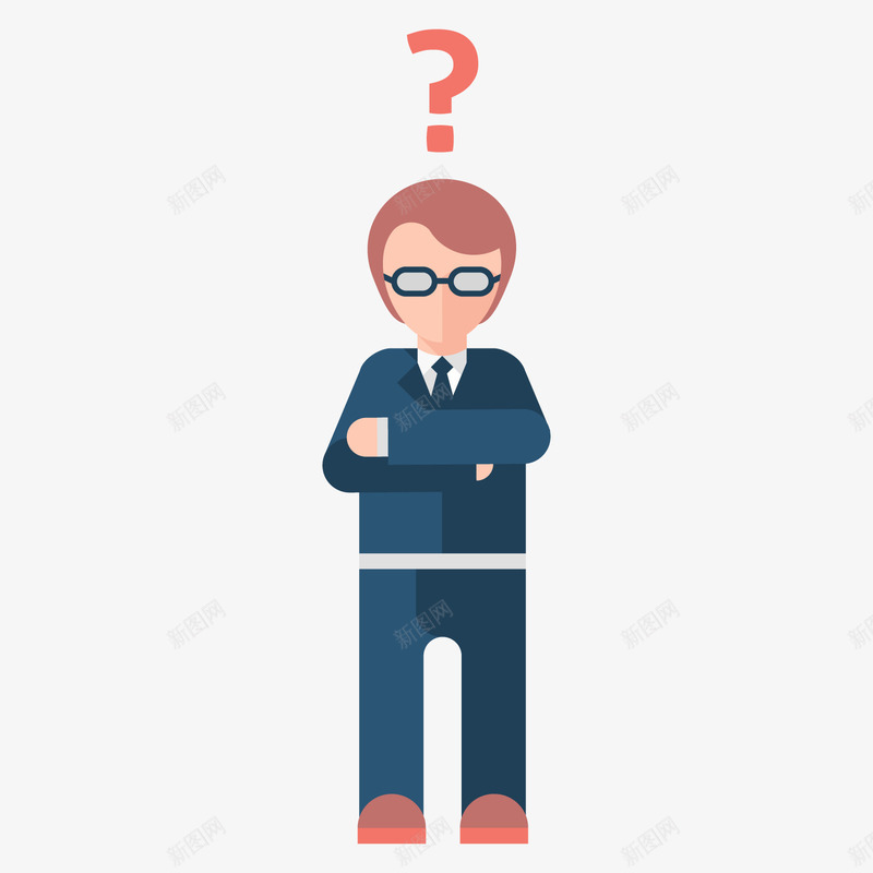 灰色扁平化商务思考元素矢量图ai免抠素材_88icon https://88icon.com 卡通 商务 扁平化 插画 灰色 符号 矢量图