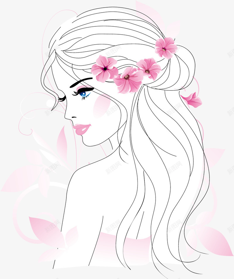 手绘女性矢量图ai免抠素材_88icon https://88icon.com 唯美 女性 手绘 素描 美女 矢量图