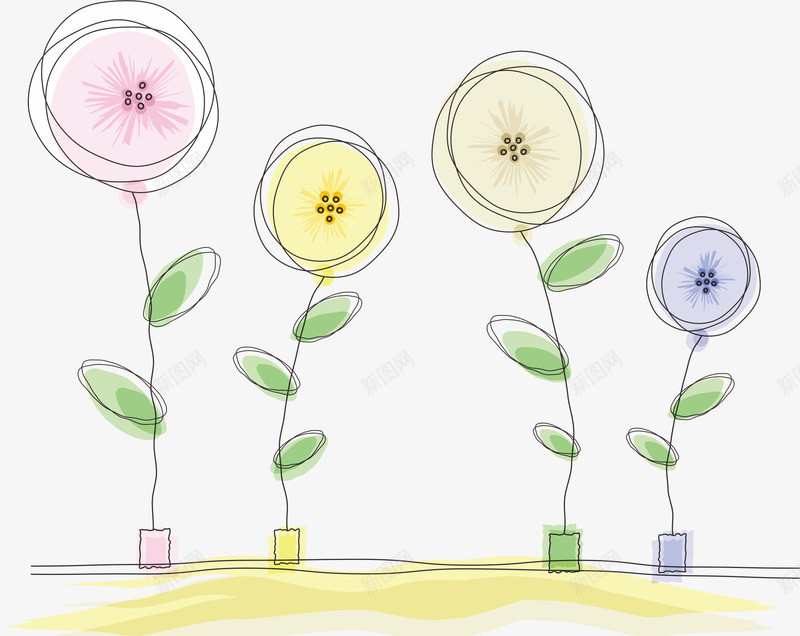 抽象花朵盆栽矢量图ai免抠素材_88icon https://88icon.com AI 卡通 可爱 手绘 抽象 清新 盆栽 花卉 花朵 花盆 矢量图