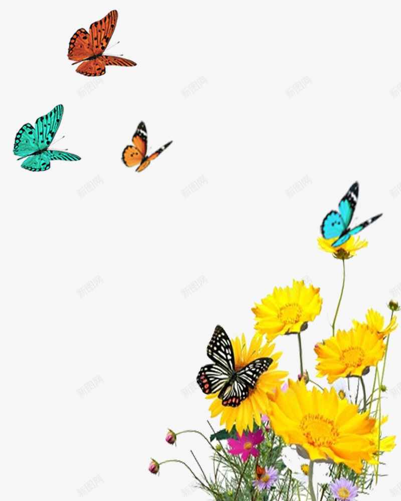手绘向日葵蝴蝶墙绘png免抠素材_88icon https://88icon.com 儿童背景墙 向日葵 唯美 墙绘 墙绘图案 小清新 手绘 蝴蝶
