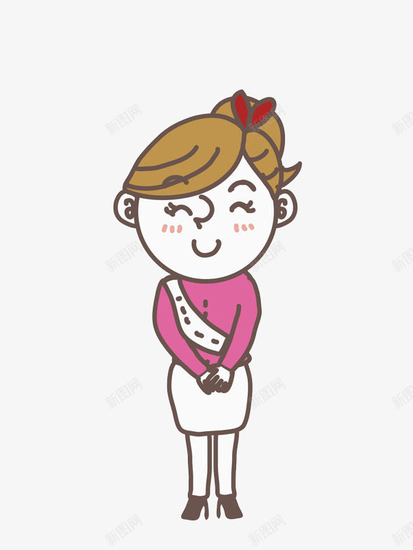 漂亮的迎宾员png免抠素材_88icon https://88icon.com 卡通 女人 微笑的 插图 条幅 红色的 迎宾员