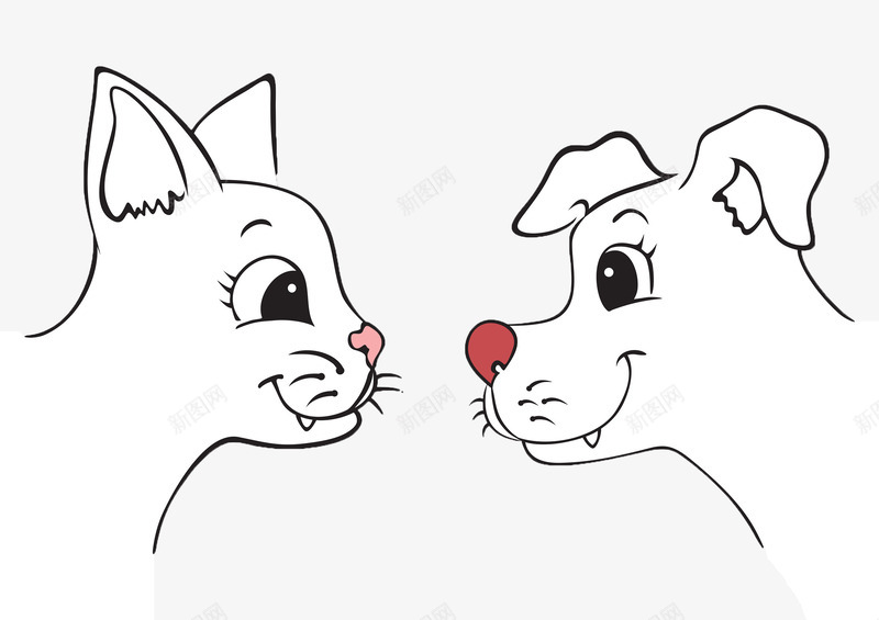 小狗和猫咪png免抠素材_88icon https://88icon.com 动物 卡通手绘 家养宠物 小狗猫咪 平面动物 清新插画 白色