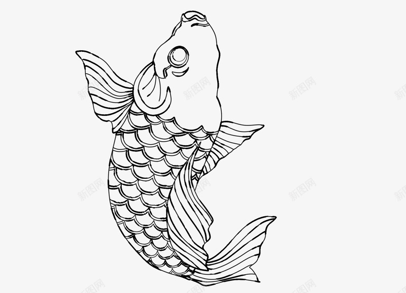卡通手绘鲤鱼png免抠素材_88icon https://88icon.com 手绘鱼 日式图案 鱼 鱼图腾 鲤鱼