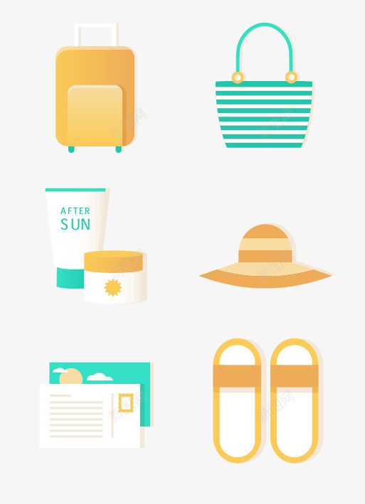 夏季夏天旅游度假用品元素矢量图ai免抠素材_88icon https://88icon.com 元素 夏天 夏季 度假 旅游 用品 矢量图