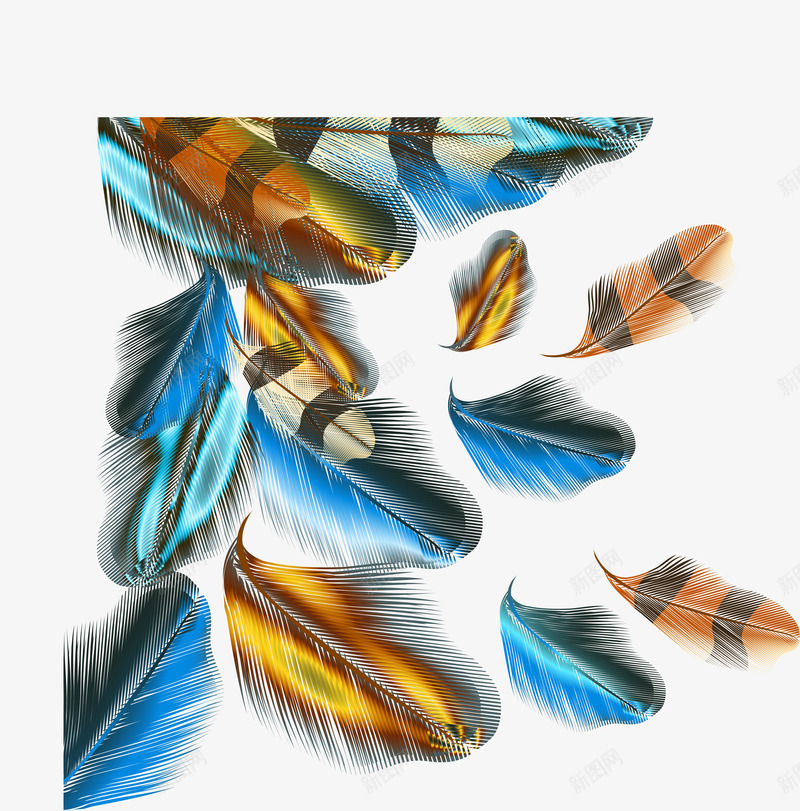 多彩鸟毛彩色羽毛插图矢量图ai免抠素材_88icon https://88icon.com 唯美多彩鸟类 图案 多彩鸟毛 多彩鸟类 孔雀 矢量花纹 羽毛 花纹 鸟毛 矢量图