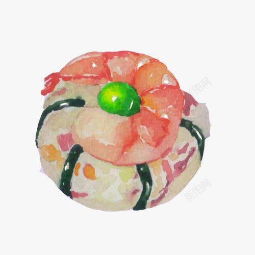 虾仁饭团色彩画片png免抠素材_88icon https://88icon.com 一粒豌豆 手绘画 糯米饭团 红色虾仁 食物