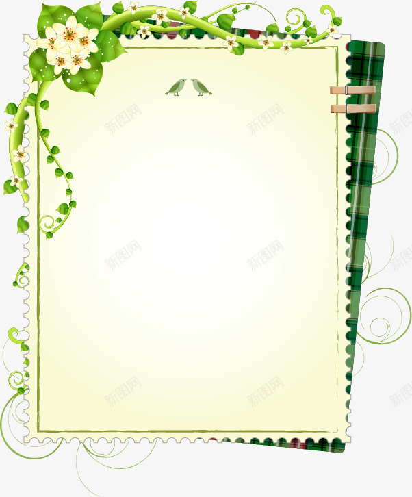 绿色花卉装饰框png免抠素材_88icon https://88icon.com 平面设计 彩色 模板 浪漫 矢量素材 花 花卉 花朵 花纹 边框