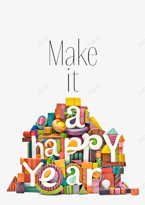 手工泥塑新年贺卡png免抠素材_88icon https://88icon.com 创意插画设计 卡通贺卡封面 手绘插画