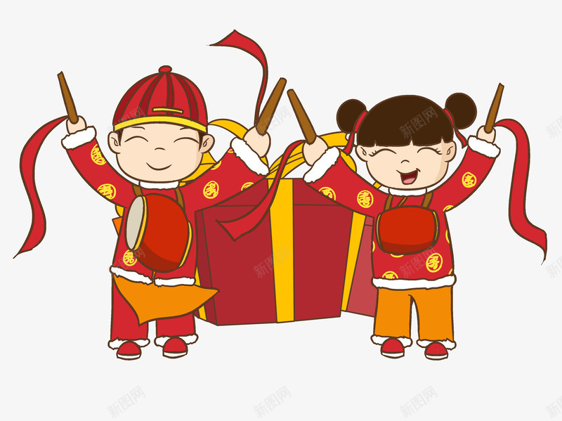 卡通新年敲鼓福娃png免抠素材_88icon https://88icon.com 2019 中国 传统 传统节日 农历新年 卡通 喜庆付完 新年金元宝 猪年 福袋
