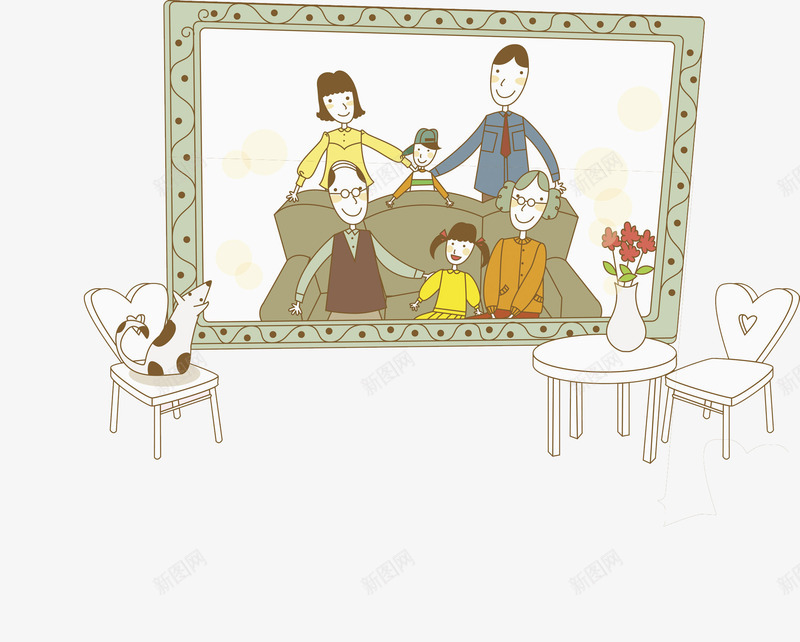 客厅的全家福照片png免抠素材_88icon https://88icon.com 全家福照片 创意 卡通 商务 壁纸 封面 彩色 手绘 插图