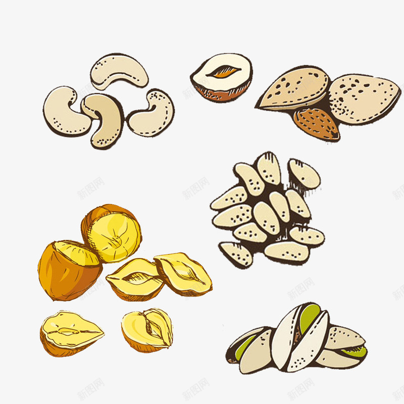 腰果开心果等干果psd免抠素材_88icon https://88icon.com 免费PNG素材 图案 干果 美味 腰果 营养 食物