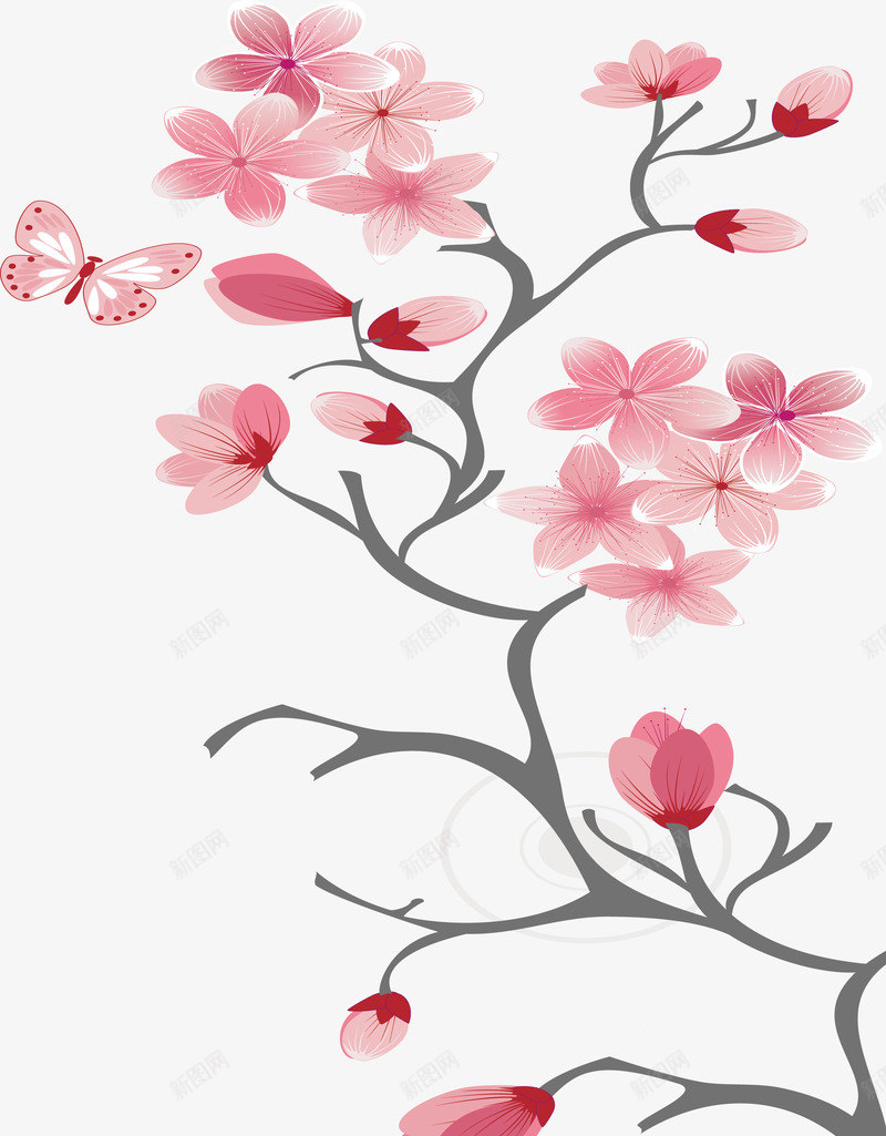 卡通手绘粉色樱花png免抠素材_88icon https://88icon.com 卡通 手绘 日式 矢量素材 粉色