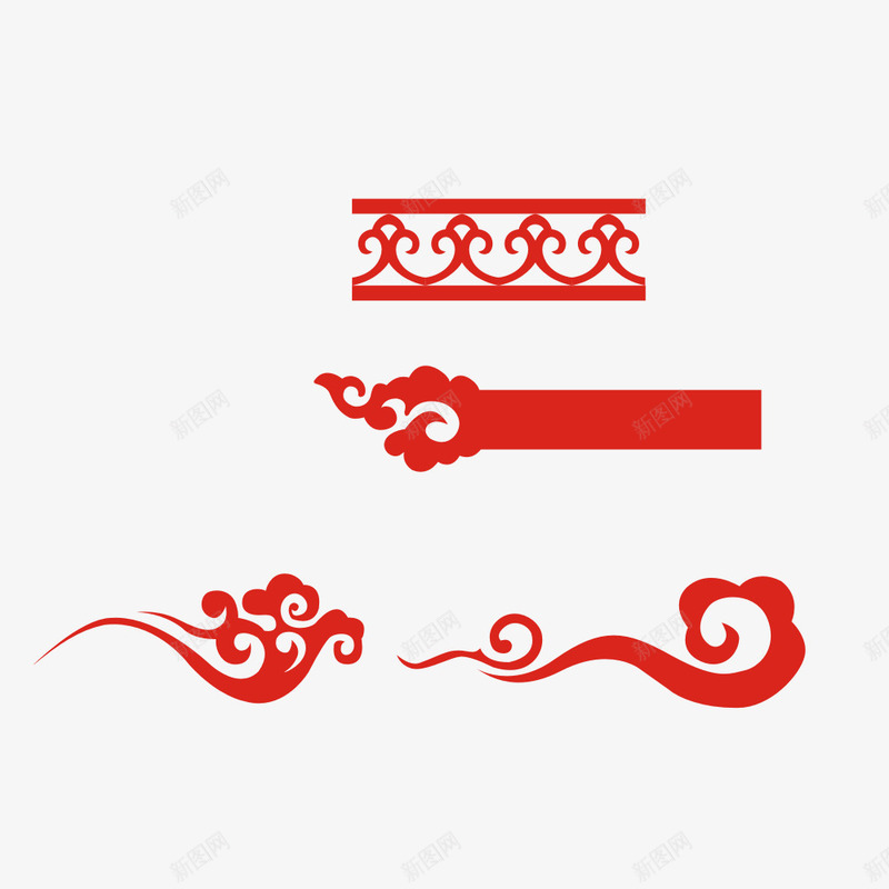 六只美丽的红色中式花纹psd免抠素材_88icon https://88icon.com 中式 喜气 大气 红色 花纹 高端