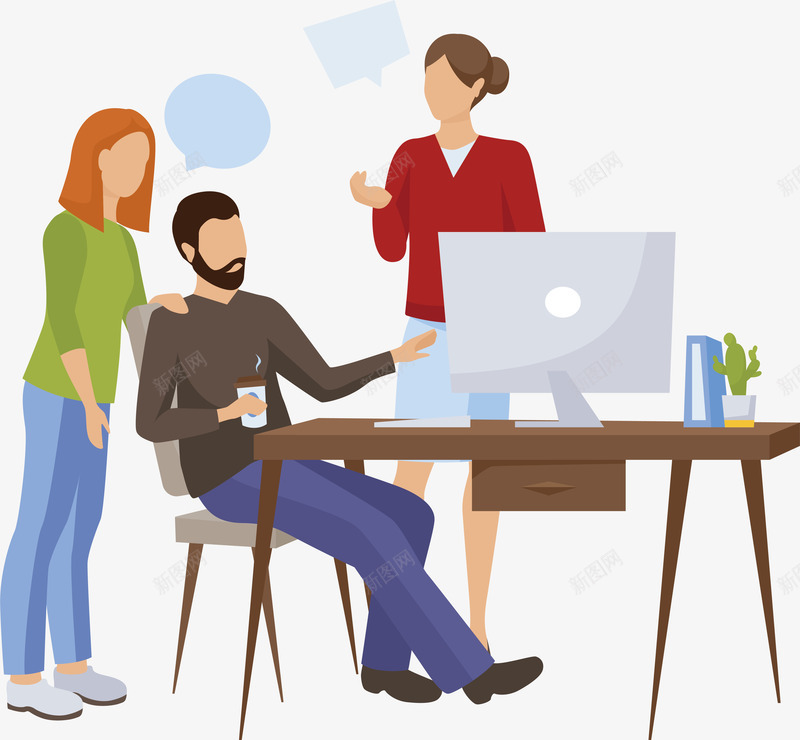 电脑前工作的人png免抠素材_88icon https://88icon.com 交流设计 创意 商务 工作 工作的人 插画