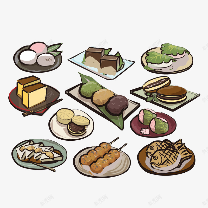 日式点心png免抠素材_88icon https://88icon.com 和果子 日式点心 茶楼点心 铜锣烧 鲷鱼烧