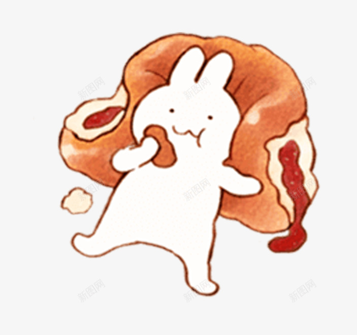 棕色小白兔卡通创意png免抠素材_88icon https://88icon.com 动物 卡通 可爱 吃东西 手绘 流汁 白色 简单