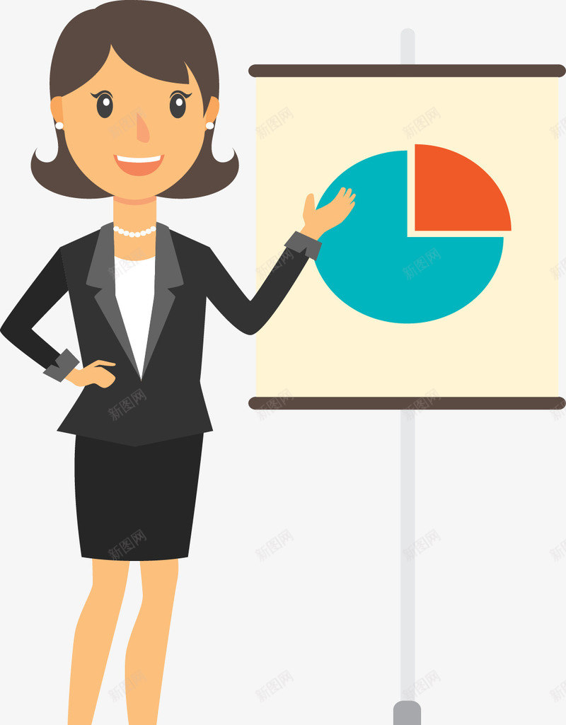讲课的女人png免抠素材_88icon https://88icon.com 卡通 圆形图案 女人 红色 蓝色 西装 讲课 黑色