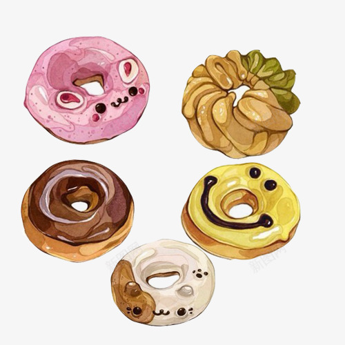 甜甜圈手绘画片png免抠素材_88icon https://88icon.com 手绘食物 甜点 甜甜圈 零食 饼干