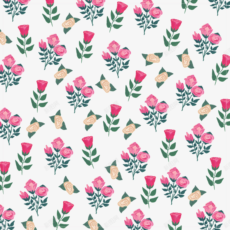 彩绘玫瑰花枝背景png免抠素材_88icon https://88icon.com 卡通植物 婚礼装饰 小清新植物 红色玫瑰花 背景装饰