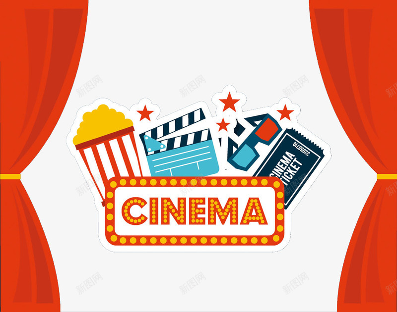 幕布与电影元素png免抠素材_88icon https://88icon.com 三D眼镜 喇叭 幕布与电影元素模板下载 幕布与电影元素素材 爆米花 电影元素 胶片