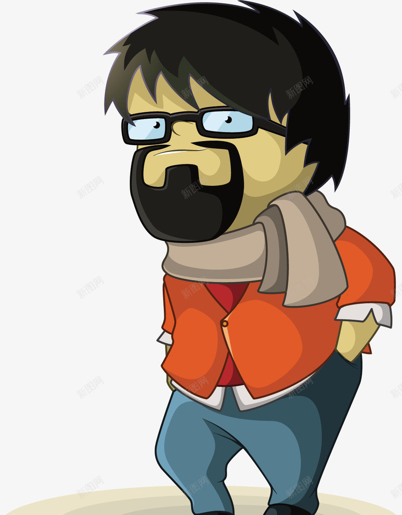 胡子屌丝男矢量图ai免抠素材_88icon https://88icon.com 创意 卡通 商务 屌丝 手绘 耍帅 胡子 矢量图