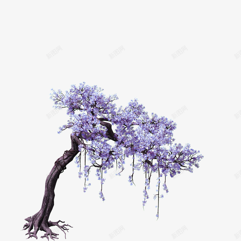 紫色花朵的树木png免抠素材_88icon https://88icon.com 卡通 开满 手绘 树干 树木 树根 简图 紫色的 花朵