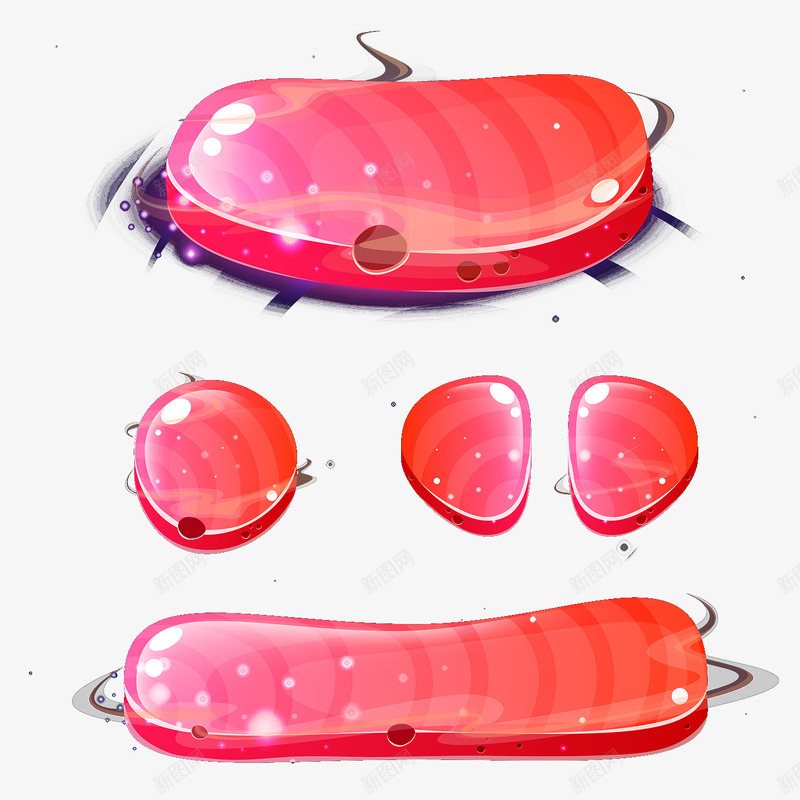 不规则红色按钮png免抠素材_88icon https://88icon.com PPT素材 不规则红色按钮 水晶按钮