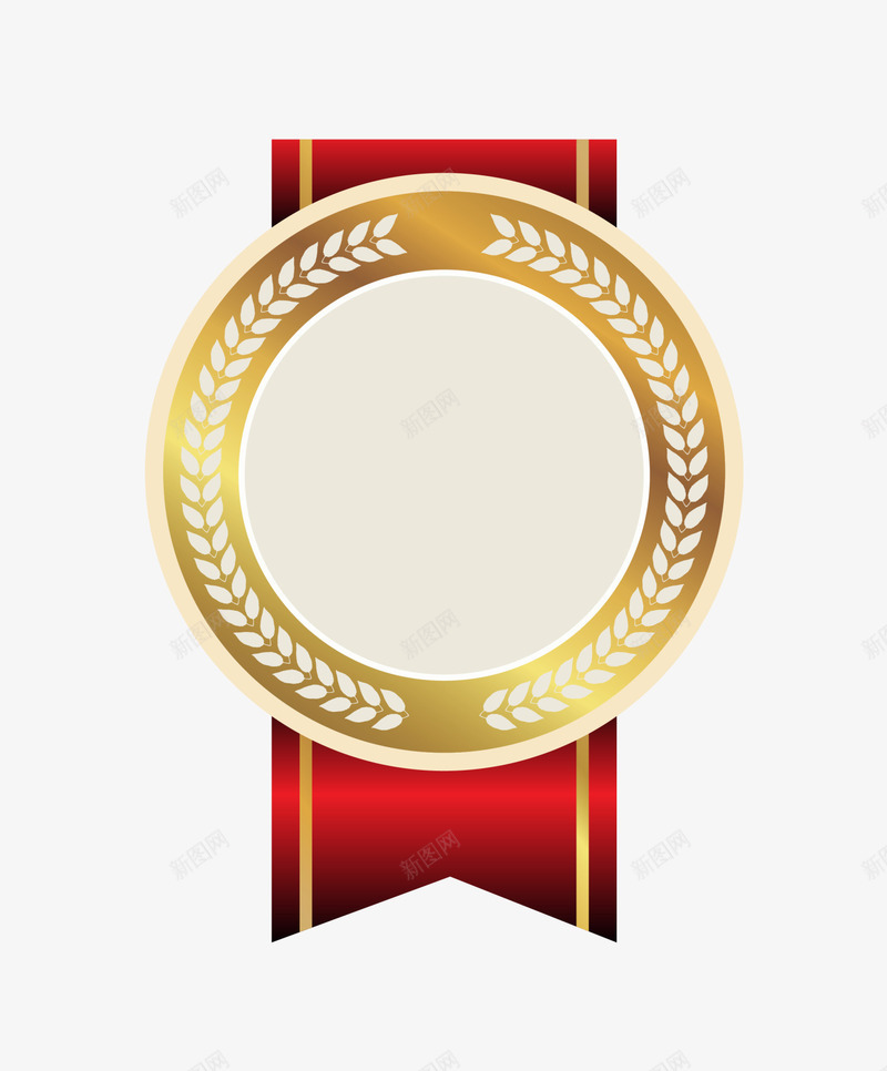 金色徽章绸带png免抠素材_88icon https://88icon.com 圆圈图案 大气标志 清新丝带 简约绸带 装饰图案 金色徽章