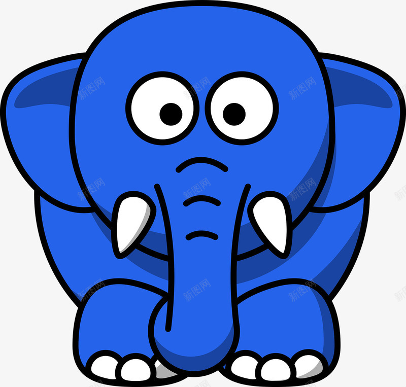 卡通蓝色大象png免抠素材_88icon https://88icon.com 动物 眼睛 象牙 鼻子