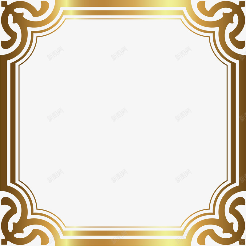 奢华金色边框png免抠素材_88icon https://88icon.com 光晕 大气 奢华 弧线 渐变 花纹 边框 金色