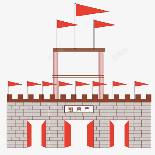 雄伟的古城门png免抠素材_88icon https://88icon.com 亭子 古城门 城门 大气 宽广 庄严的城门 飘扬的红旗