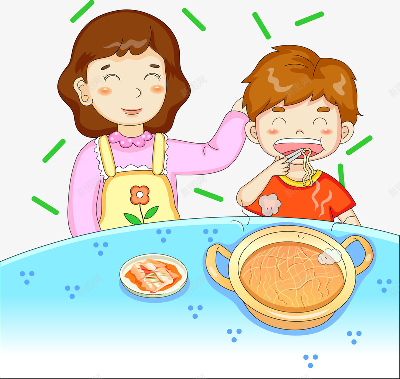 听妈妈的话矢量图ai免抠素材_88icon https://88icon.com 卡通 可爱 吃饭 听妈妈的话 矢量图