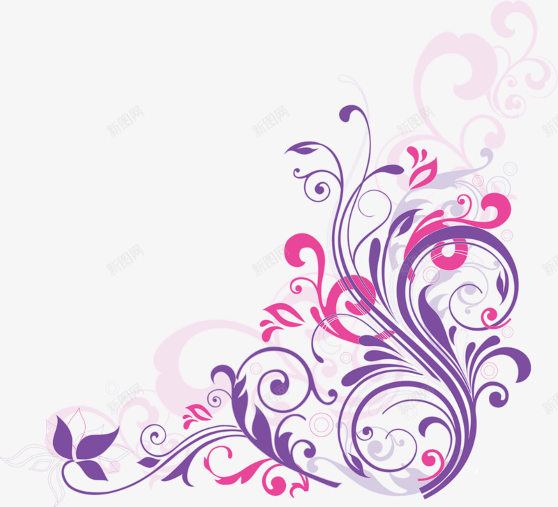 卡通手绘装饰花纹png免抠素材_88icon https://88icon.com 大气 曲线 流畅线条 紫色枚红色 花纹