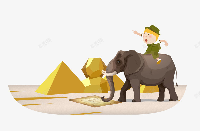 卡通人物骑大象png免抠素材_88icon https://88icon.com 卡通人 卡通人物骑大象 大象 山