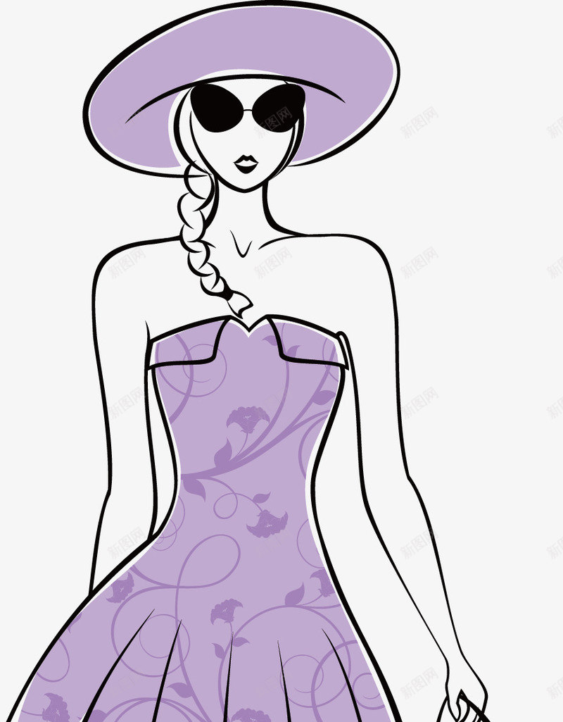 紫色真丝连衣裙手绘图png免抠素材_88icon https://88icon.com 女性服饰 女装 服装 瘦高 真丝连衣裙 真丝长裙 裙子 连衣裙 长裙