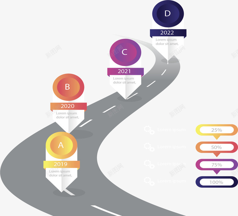 灰色公路公司里程碑矢量图ai免抠素材_88icon https://88icon.com 信息图表 公司里程碑 时间轴 灰色公路 矢量png 里程碑 矢量图