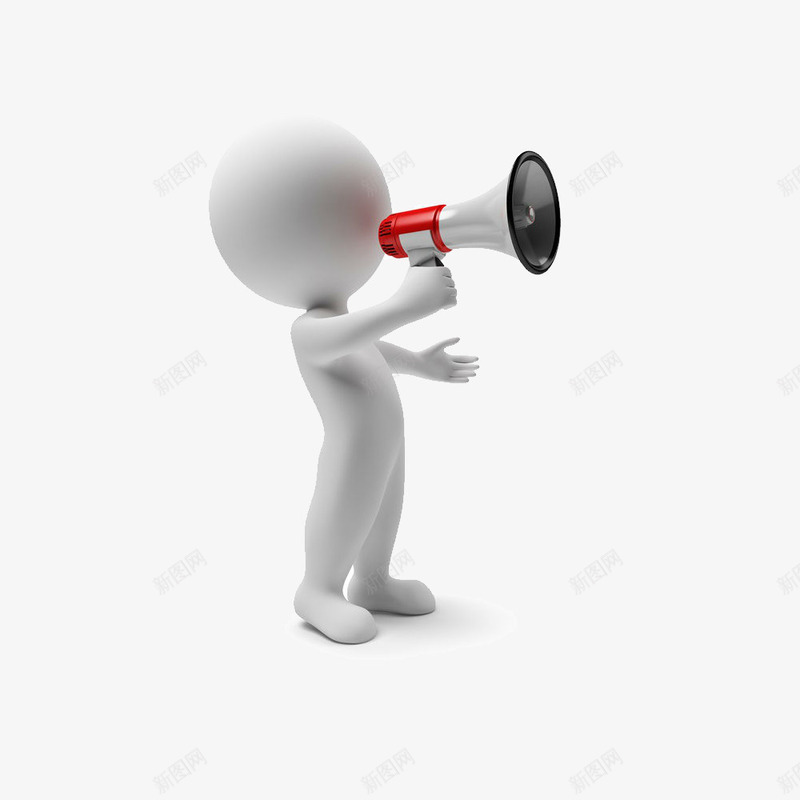 白色3D小人png免抠素材_88icon https://88icon.com 3D 喇叭 小人 白色