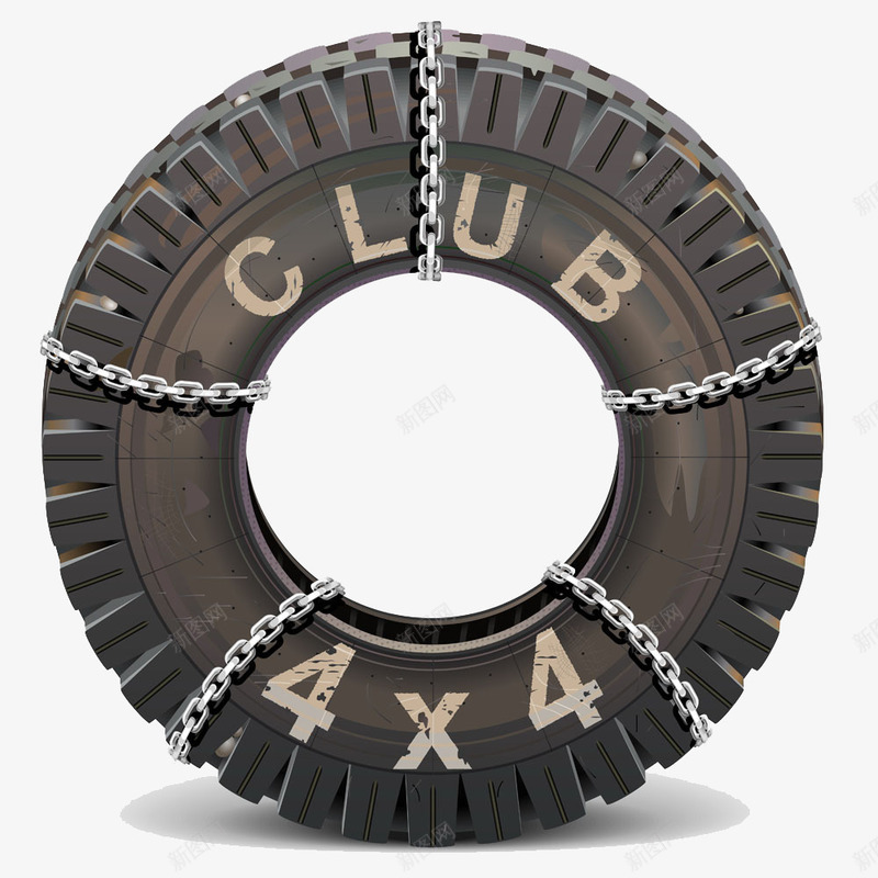 卡通手绘金属链条轮胎png免抠素材_88icon https://88icon.com 交通工具 卡通手绘 金属链条轮胎
