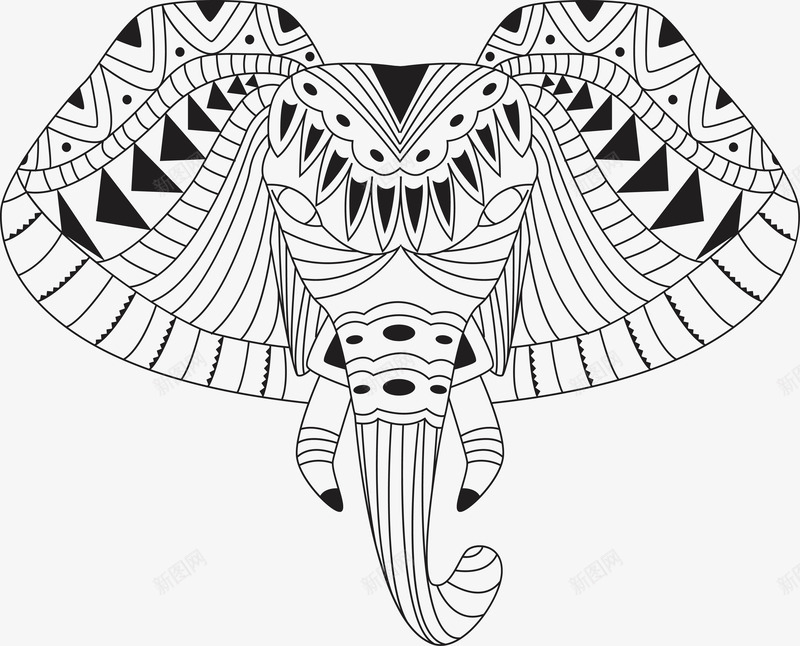 复古大象图腾png免抠素材_88icon https://88icon.com 复古风 大象 大象图腾 民族花纹 民族风 矢量png