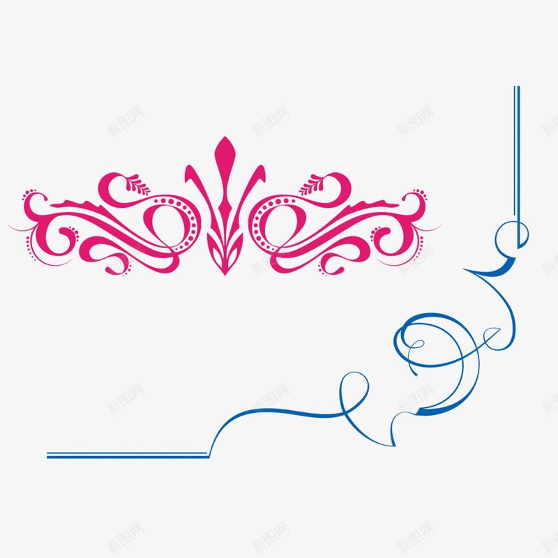 一种红色和一种蓝色欧式花纹png免抠素材_88icon https://88icon.com 两种 大气 好看 欧式 花纹 高端 黑色