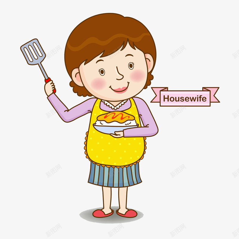 手绘妈妈png免抠素材_88icon https://88icon.com 做饭 卡通 妈妈 手绘 水彩 铲子 面包 食物