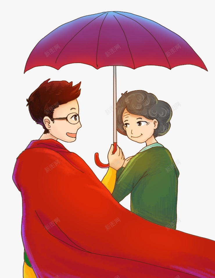 妈妈和儿子png免抠素材_88icon https://88icon.com 人物 人物插画 保护妈妈 儿子 卡通人物 打伞 插画