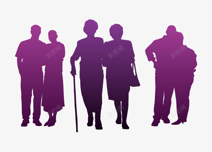 成双人物剪影png免抠素材_88icon https://88icon.com png图片素材 免费png素材 剪影素材 步行 站立 紫色 行走的人
