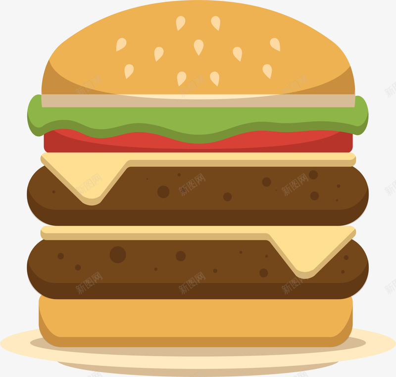 巨无霸双层汉堡png免抠素材_88icon https://88icon.com 双层汉堡 巨无霸 牛肉堡 矢量素材 芝士汉堡