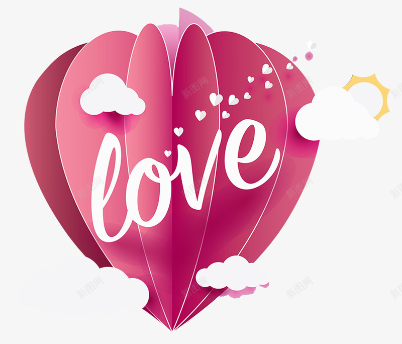 2018年214情人节psd免抠素材_88icon https://88icon.com 2018年 214 love 心 情人节 情人节促销 气球 白云