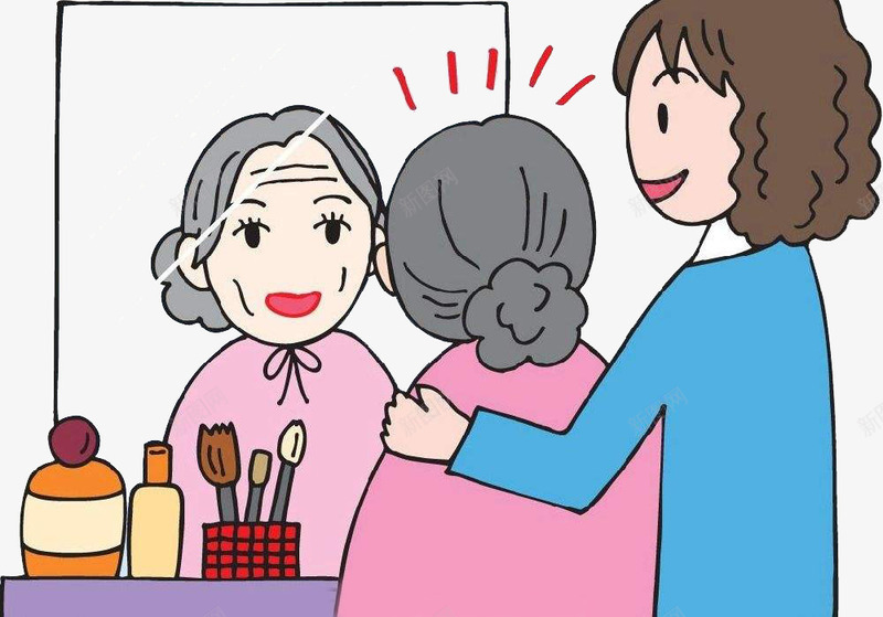 给妈妈化妆png免抠素材_88icon https://88icon.com 化妆 化妆师 变样 母亲