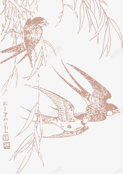 手绘紫色线条燕子png免抠素材_88icon https://88icon.com 燕子 紫色 线条