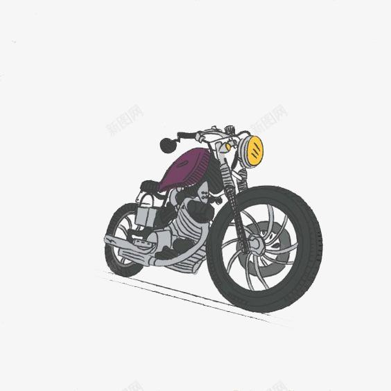 卡通哈雷摩托png免抠素材_88icon https://88icon.com 哈雷 摩托车 摩托车插画 摩托车素材 紫色哈雷